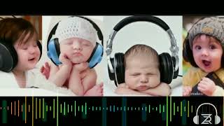 Adorable babies with headphones