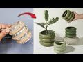 Cardboard Plant Showpiece • White Cement Craft ideas • Plant Showpiece Craft