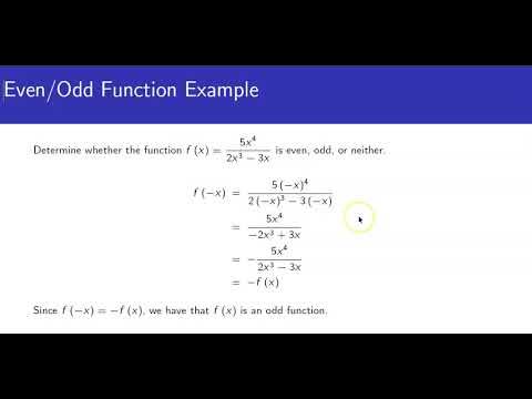 Even/Odd Function Example - YouTube
