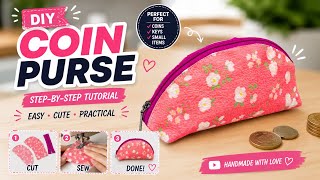 😍DIY Mini Coin Purse Tutorial | Easy Small Zipper Pouch Sewing for Beginners