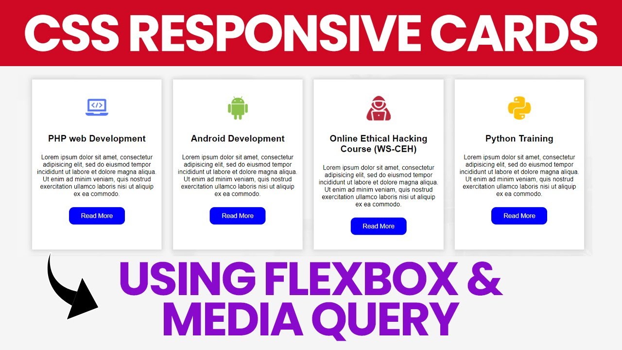 CSS Responsive Card Layout with Flexbox & Media Queries