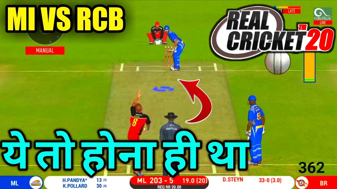 MI VS RCB MOST AMAZING MATCH IN REAL CRICKET 20 HISTORY | MUST WATCH