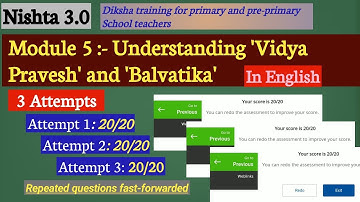 Nishtha 3.0 Module 5 answers || Understanding Vidya Pravesh and Balvatika