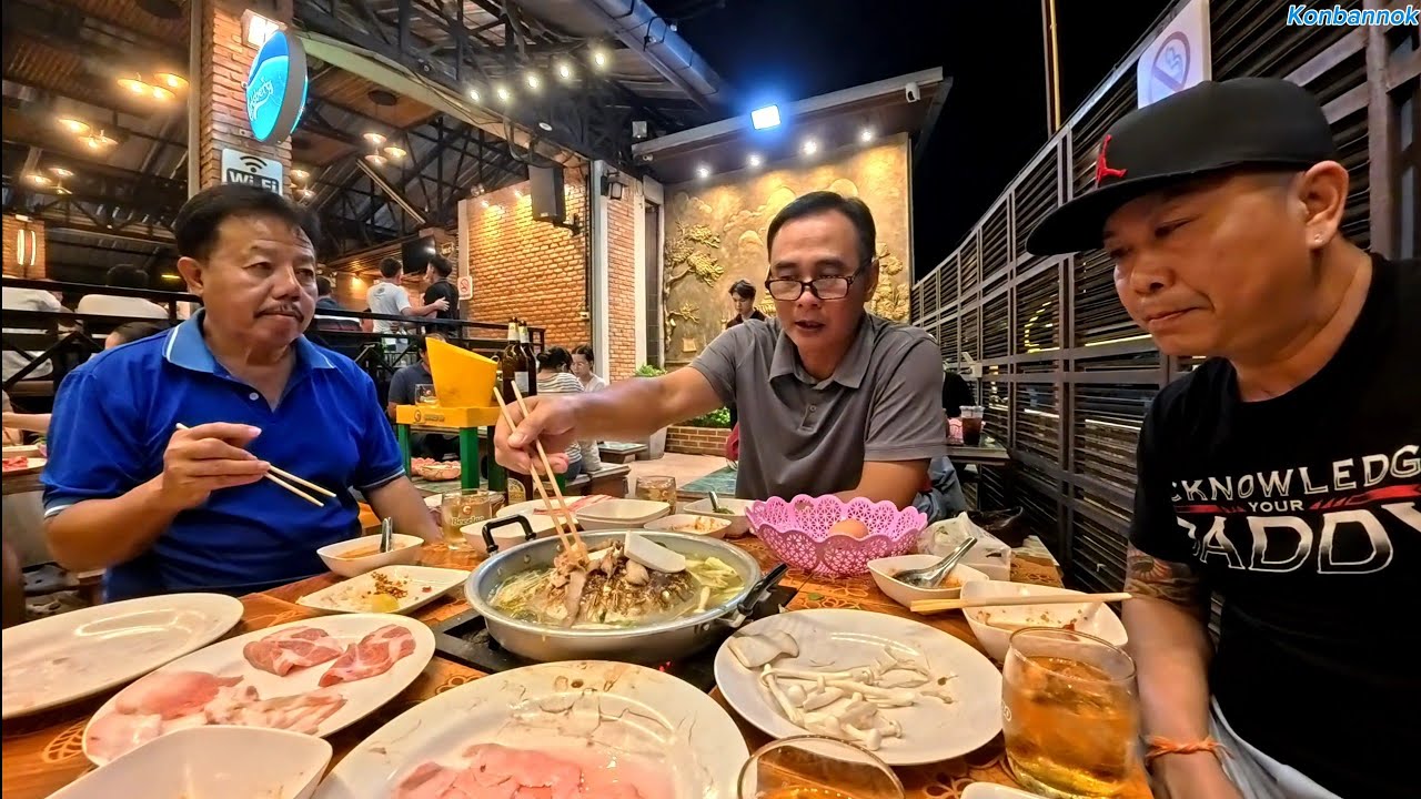 A wonderful night for HOT POT at restaurant in Laos