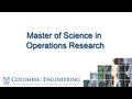 Master of Science Program in Operations Research