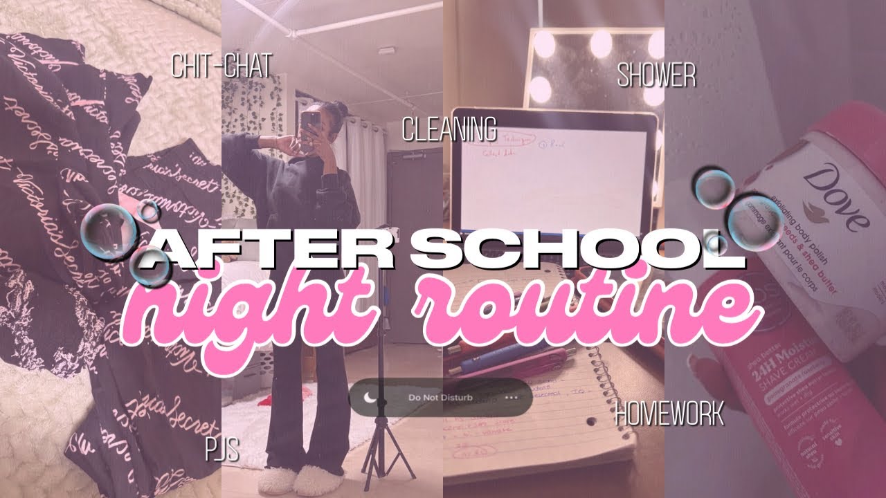 AFTER SCHOOL NIGHT ROUTINE 🎀 | shower routine, homework, cleaning, dorm ...