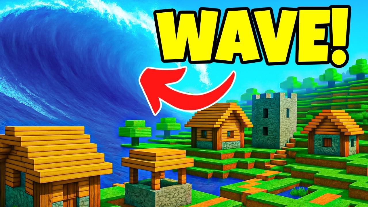 Жители деревни оказались в ловушке после цунами! Minecraft