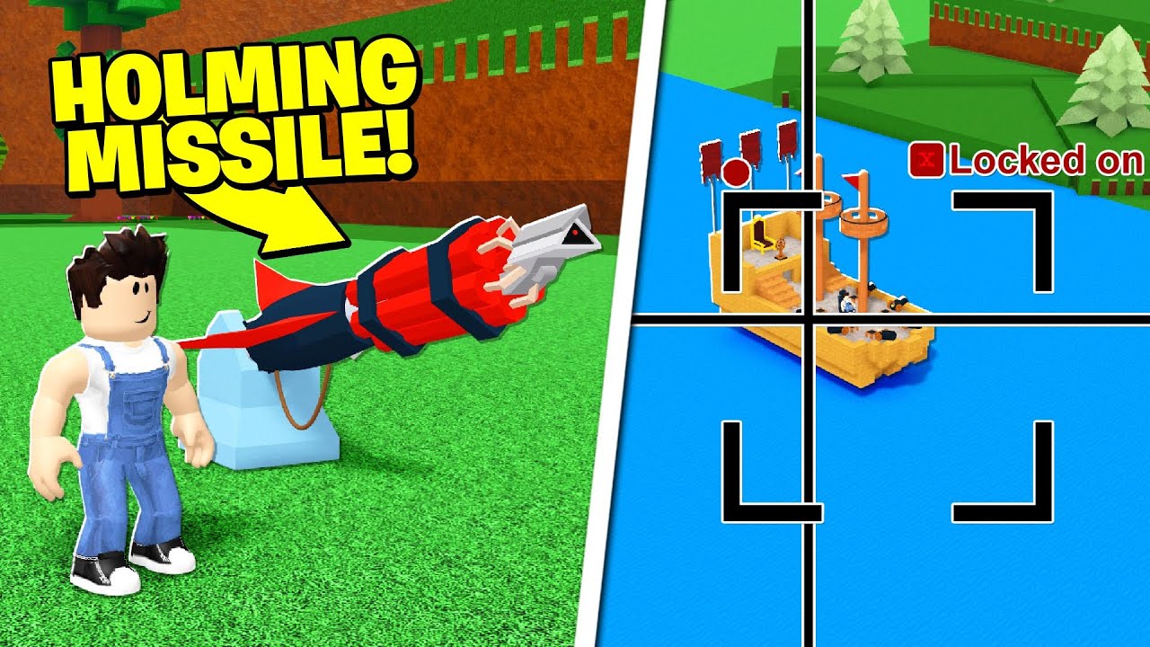 Target Seeking Holming Missile In Build A Boat Crazy Youtube - heatseeking missile launcher roblox