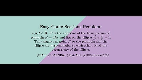 A very easy problem on Conic Sections from JEE Advanced 2020. How fast can you solve?