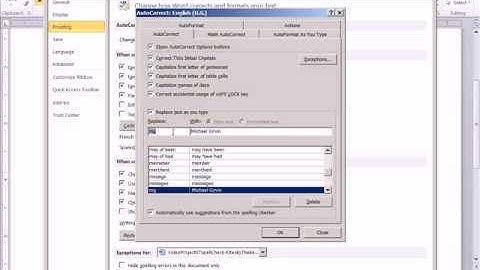 Office 2010 Class #07: Spell Check, Custom Dictionary -- Auto Correct For Spelling and Shorthand