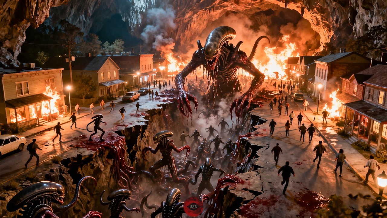Alien monster horde swarms—town becomes instant bloodbath