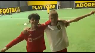 Cristiano Ronaldo and Nemanja Matić&#39;s sons recreating their father&#39;s goal/assist against Chelsea