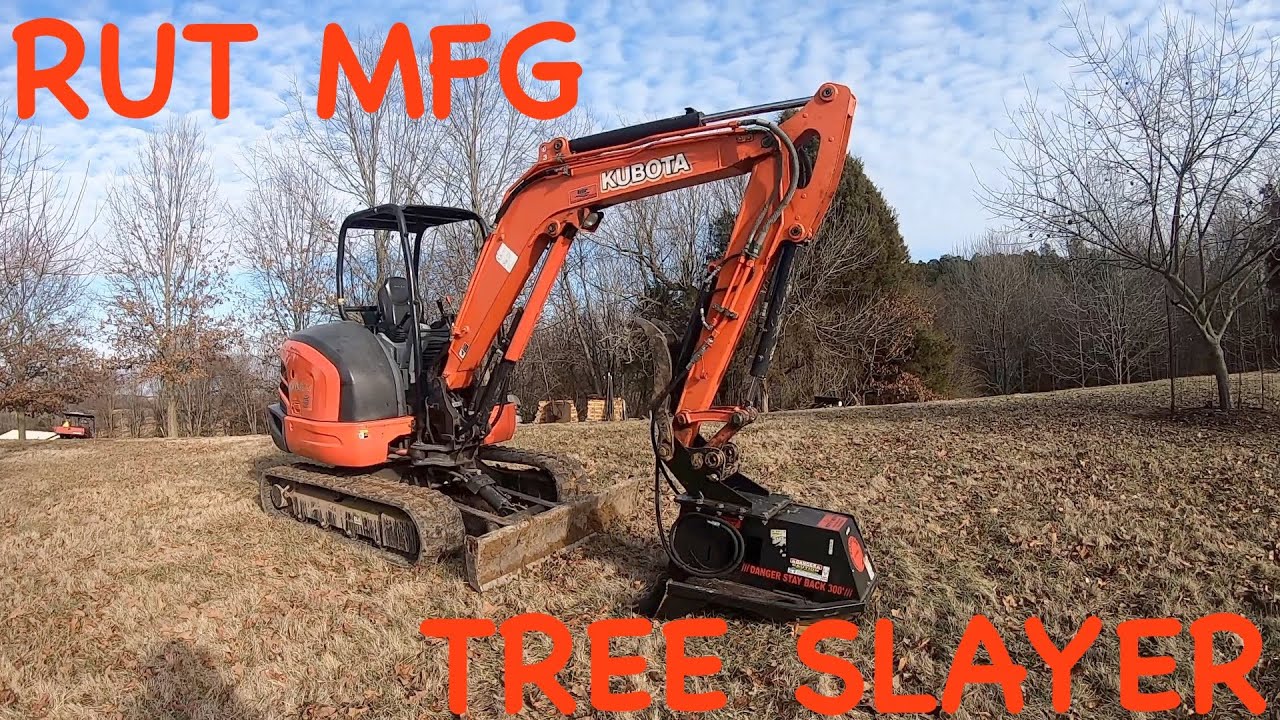 RUT MFG Tree Slayer Grinding Stumps on Kubota KX040 YouTube
