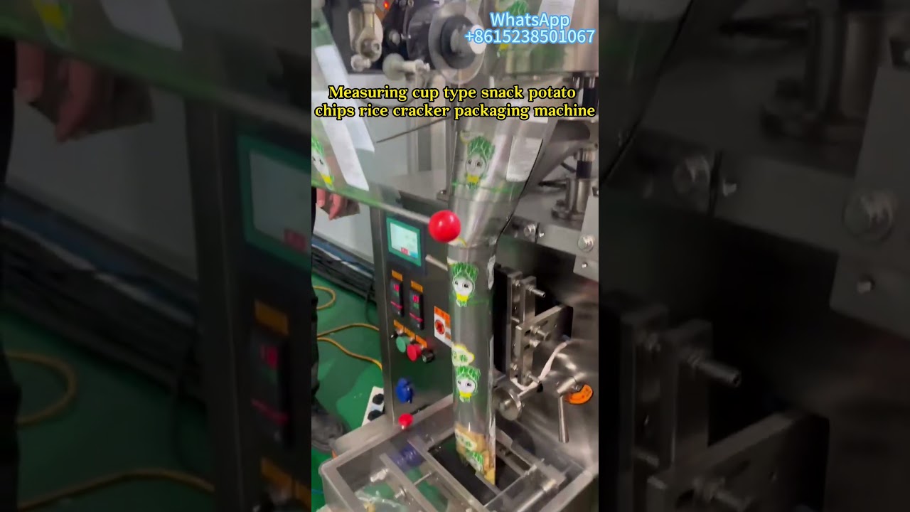 Automatic packaging machine for rice crackers and potato chips snacks