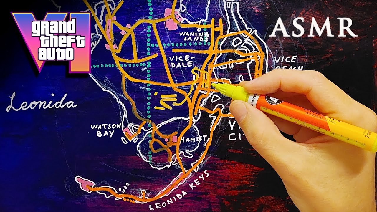 ASMR-карта для GTA 6, где я рисую Леониду | Grand Theft Auto VI (АСМР)