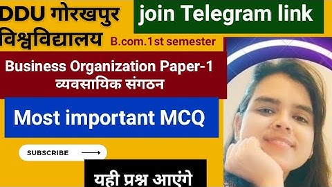 DDU||B.com.1st semester|| Business Organisation paper-1|| Most important MCQ|| end term Exam