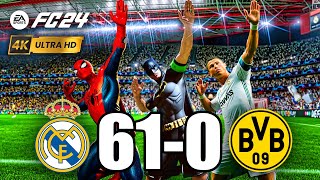 FIFA 24 - RONALDO, MICKEY MOUSE, SPIDER MAN ALL STARS PLAYS TOGETHER | Real Madrid 61-0 Dortmund