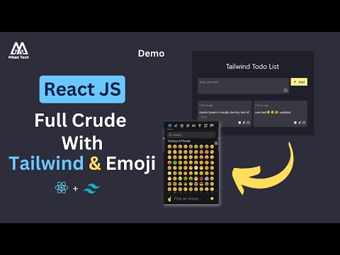 Demo React JS crude application with tailwind CSS and emoji mart full tutorial 2023