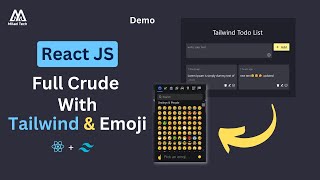 Demo React JS crude application with tailwind CSS and emoji mart full tutorial 2023