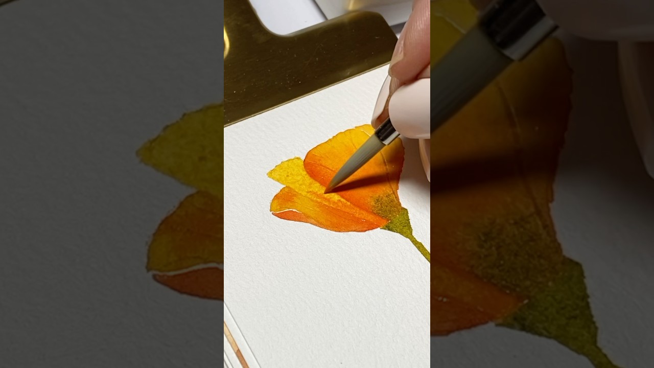 How to paint California poppy | watercolor tutorial | round brush