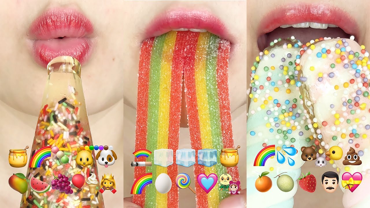 asmr 10 MINUTES EMOJI FOOD CHALLENGE (RELAXING SLEEP&HAPPY) 순서대로 먹는 이모지 먹방 모음집 eating sounds