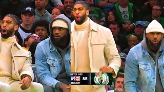 LeBron James \& Anthony Davis Reaction To Rui Hachimura 3 Pointer vs Celtics