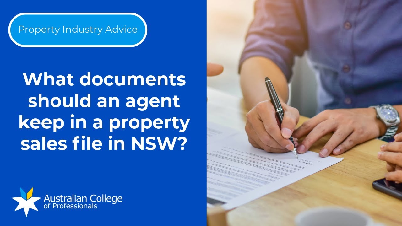 What documents should an agent keep in a property sales file in NSW?