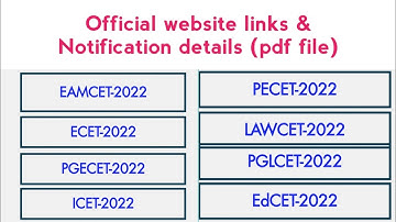 official Website links | Notification pdf files | EAMCET-2022 | ICET-2022 | LAWCET-2022 | Telangana