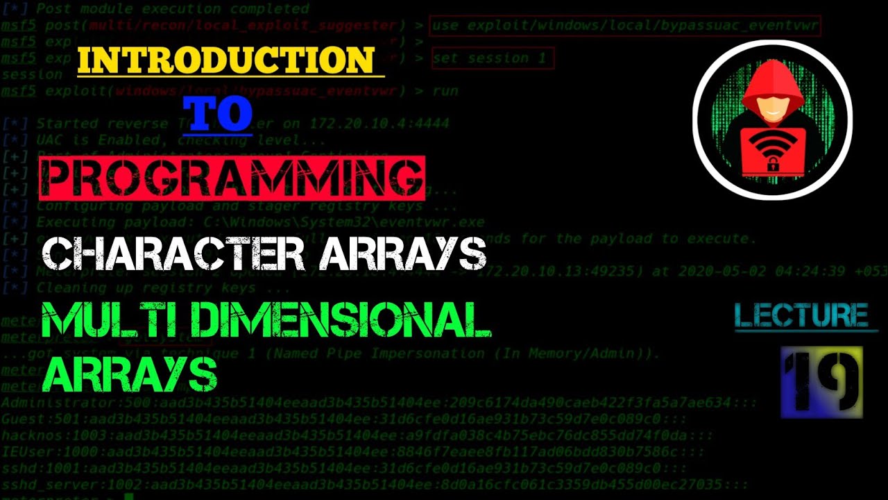 CS1100 | Lec 19 | Introduction to programming | Character Arrays, Multi dimensional arrays