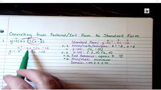 Converting Quadratic Equations from Factored/Intercept Form to Standard Form