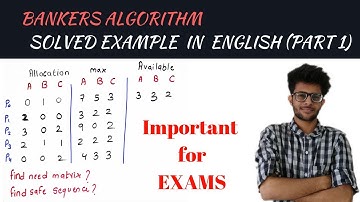 Bankers algorithm with solve example part 1 in English  | Operating system series