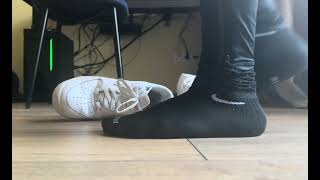 Black Nike Frilly Socks Over Black Leggings