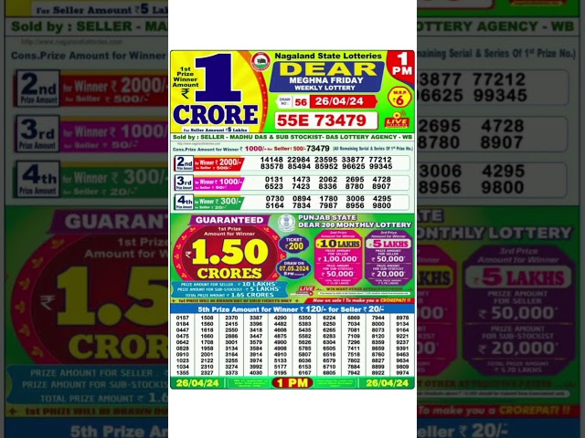 Nagaland Lottery SAMBAD DEAR EVENING 1PM RESULT TODAY 26.04.2024| NAGALAND STATE DEAR LOTTERY class=