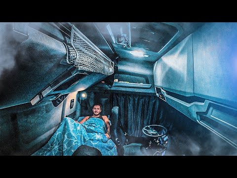 Truck camp in rainy weather with delicious food