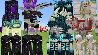 ENDERMAN ALLIANCE Vs IRON GOLEM & WARDEN ALLIANCE MOBS BATTLE IN MINECRAFT