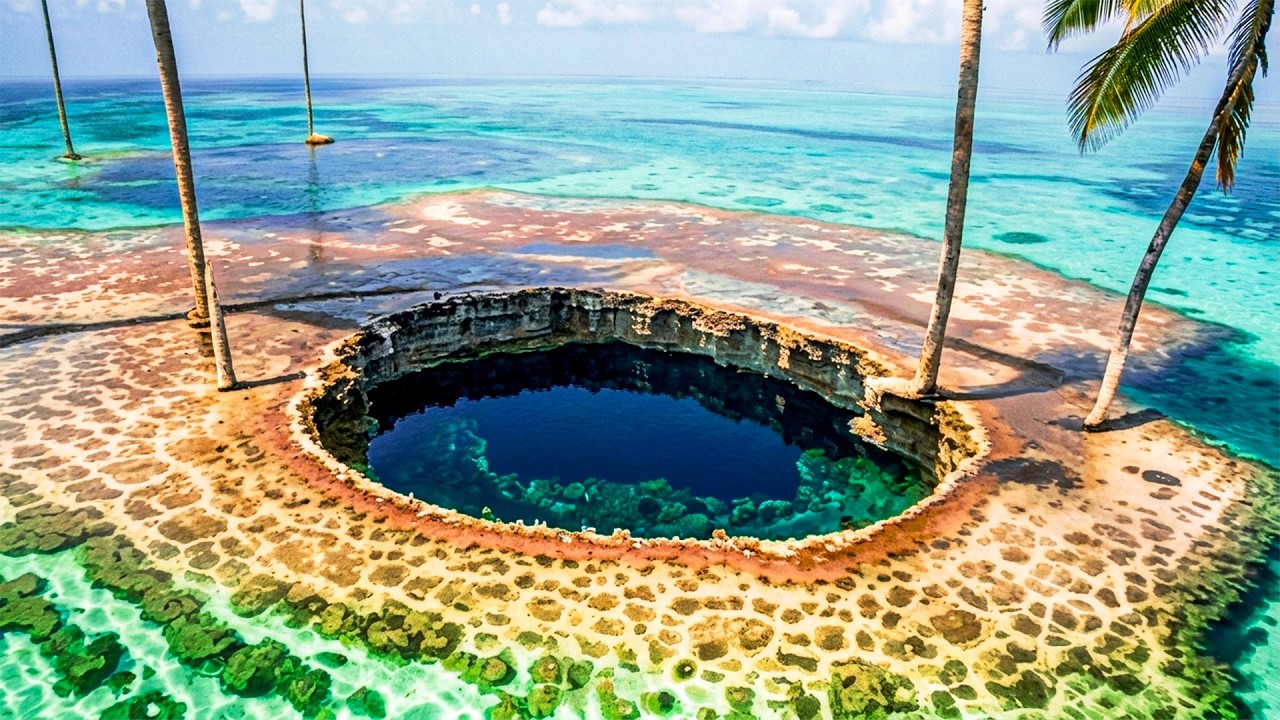 Under Water Drone Entered The Great Blue Hole , What Was Captured Terrifies The Whole World