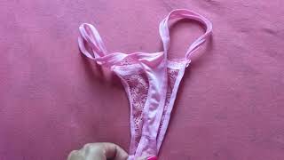 Mostrei Minha Calcinha Lingerie De Renda Fio Dental Rosa 