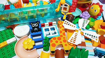😱Satisfying Building Blocks Marble Run Duplo ASMR #202 Electric Elevator House Giraffe live 28