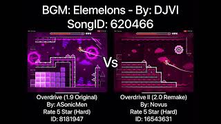 Geometry Dash = Overdrive Vs Overdrive II (Comparison) (Original Vs Remake) (ASonicMen Vs Novus) screenshot 3