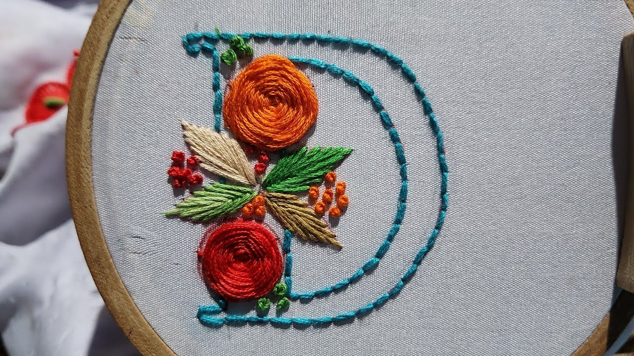 D Letter Hand Embroidery Tutorial | D Letter Stitches || - YouTube
