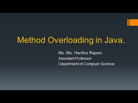 St. Albert's College Autonomous, Ernakulam- Method Overloading in Java. Ms. Haritha rajeev