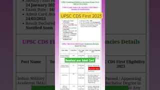 Upsc Cds First 2023  Download Your Admit Card  cds cdsexam cds12023 cdsmaths upsccds shorts