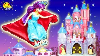 リカちゃん おもちゃのお城でディズニープリンセスに大変身❤︎バービーの美容室サロンで髪の毛をヘアアレンジ❤︎つばさちゃんがジャスミンに❤︎たまごMammy