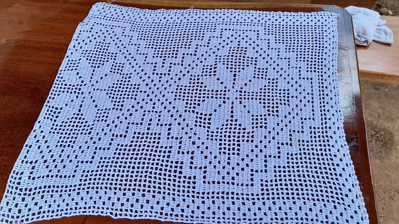 Parte17 - caminho ou trilho de mesa “detalhe diagonal “ em crochê filé