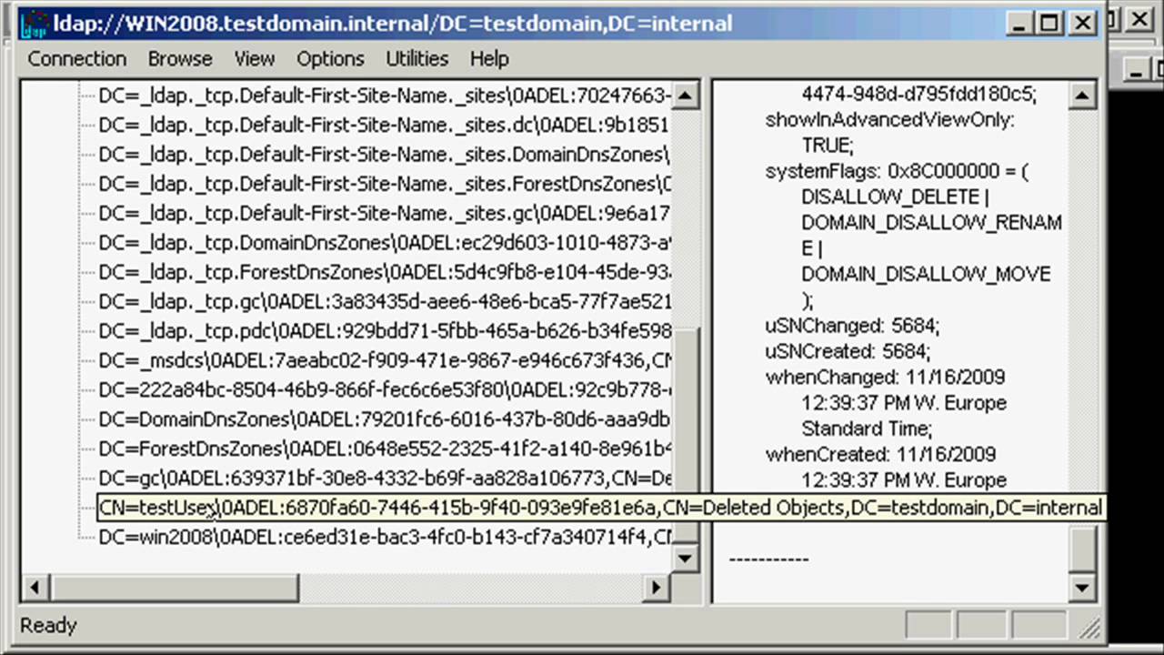 Windows 2008 Recovery: how undelete Active Directory objects - YouTube