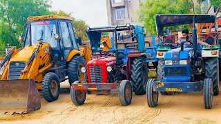 : JCB 3dx Backhoe Loader Machine Mahindra Massey New Eicher Loading Tractor Got Stuck in Mud| Jcb Wala