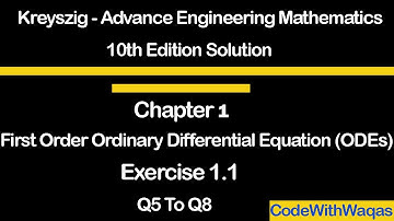 Kreyszig Advance Engineering Mathematics solution Exercise 1.1 in Urdu/Hindi