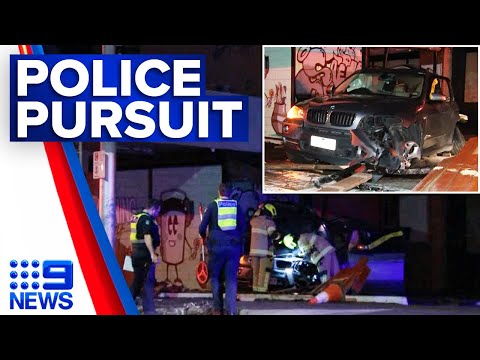 Police pursuit comes to destructive end in Melbourne | 9 News Australia