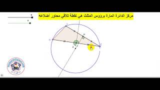 نقطة تلاقي المحاور في المثلث هي مركز الدائرة المارة برؤوسة