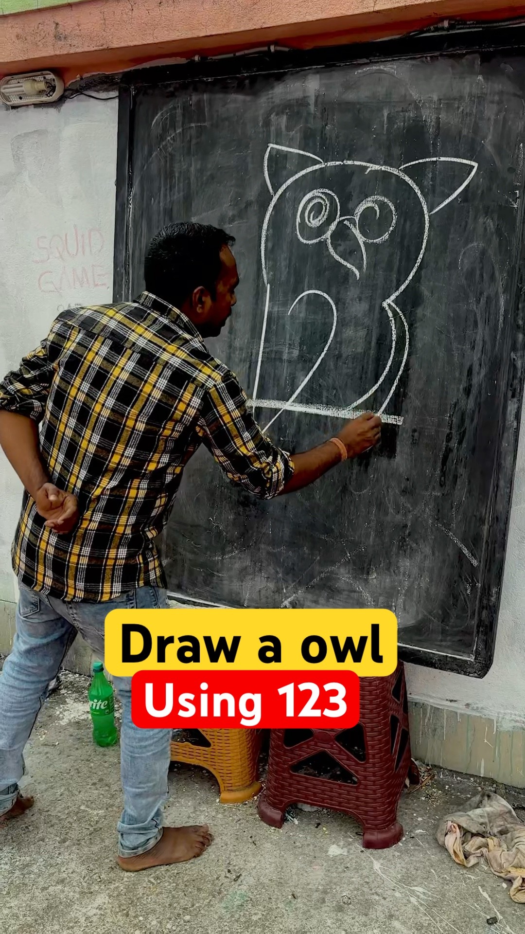 Draw a owl using 123 #art #shorts